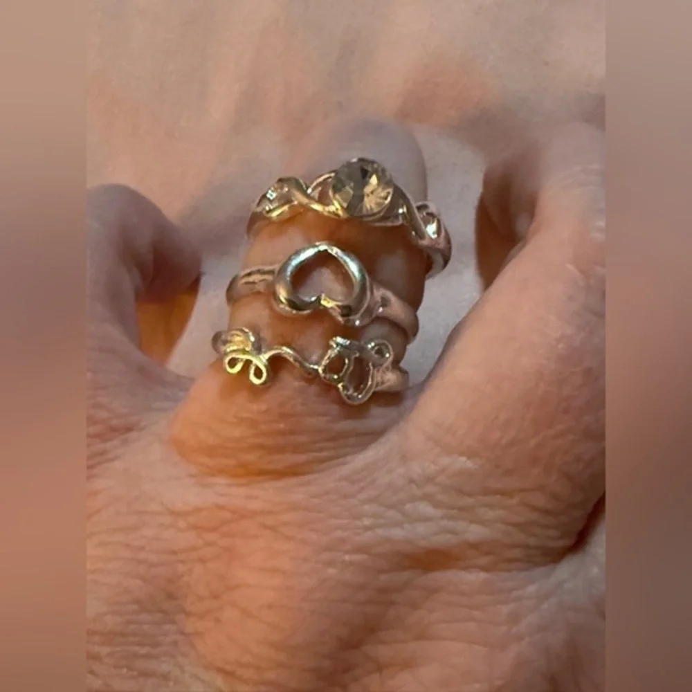Silver-Tone Love Ring Set